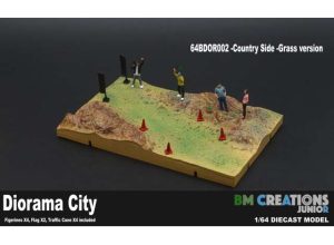 Rally Diorama Country Side Grass Version, 4x Figure 2x Flag (black). 4x Traffic Cone, bez automobila