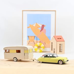 Citroën DS 19 1960 Jonquille Yellow + Caravan Digue Panoramic