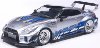 NISSAN GT-R (R35) LIBERTY WALK SILHOUETTE SILVER AND BLUE STRIPES 2020